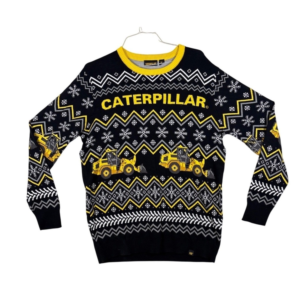 Caterpillar CAT Mens XL Ugly Christmas Sweater Construction Heavy Equipment